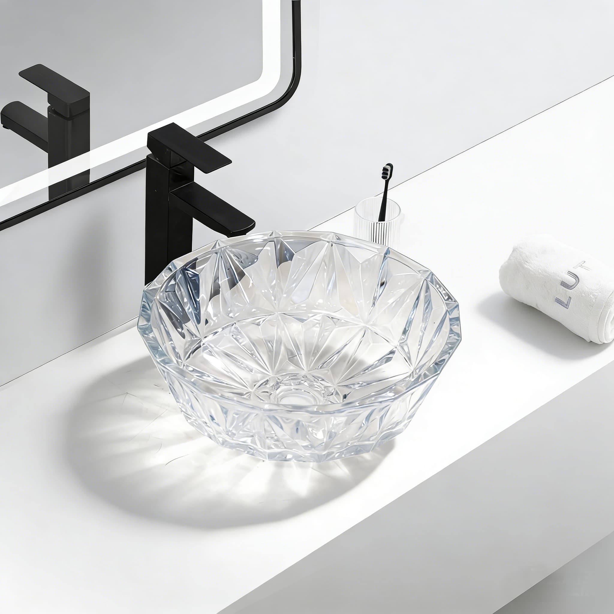Surface-Mounted Washbasin BSA-0008 in Crystal Blue Clear - product image 1