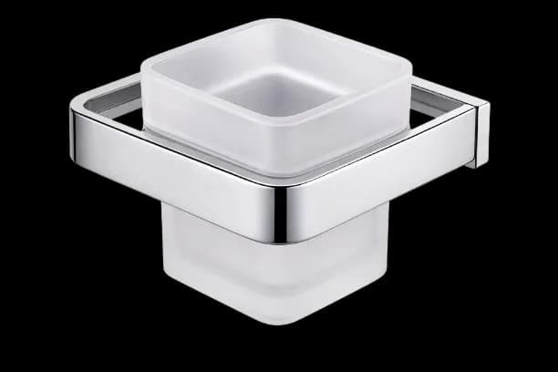 Wall-mounted Square Glass Tumbler with Holder ALW-0003-MG in Macaron Green (MG) - product image 1