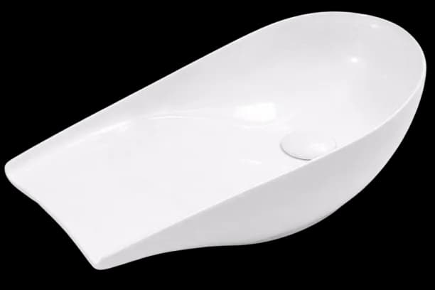 Asymmetrical Oval Countertop Washbasin BSA-0006-GW in Glossy White - product image 1