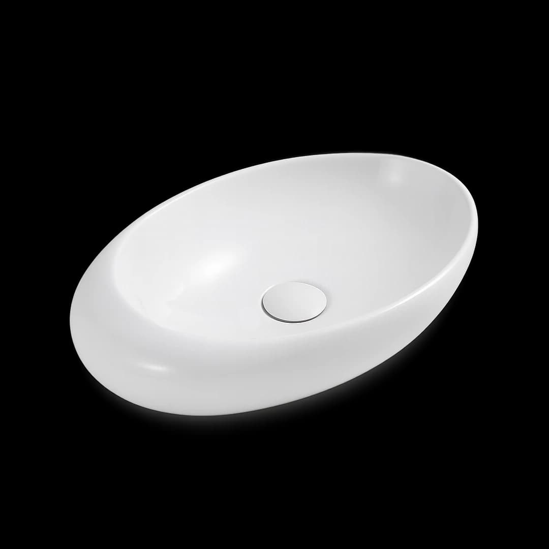 Sloped Oval Countertop Washbasin BSA-0420-GW in Glossy White - product image 1
