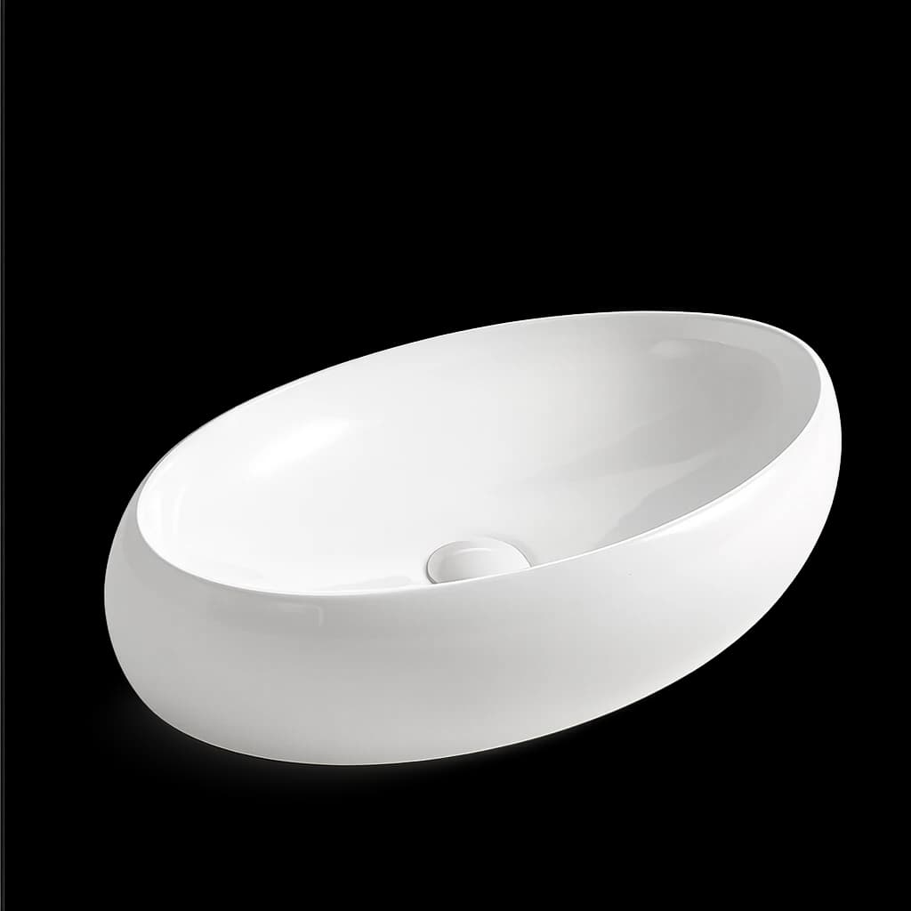 Symmetrical Oval Countertop Washbasin BSA-0320-GW in Glossy White - product image 1